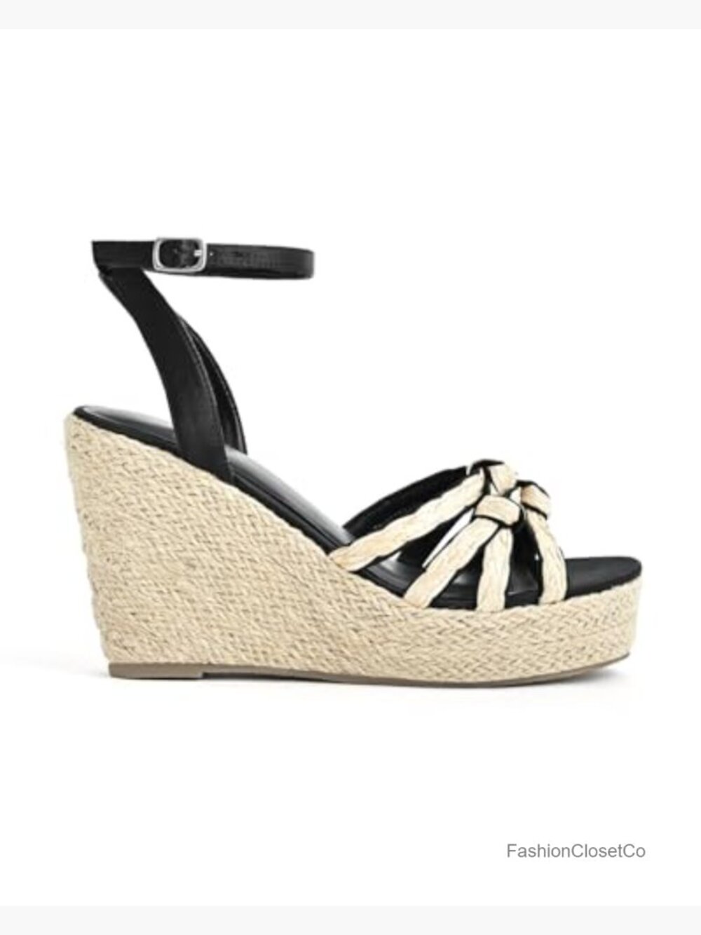 Platform Wedge Sandals Espadrilles Braided Strappy Open Toe High Heel with - Picture 2 of 7